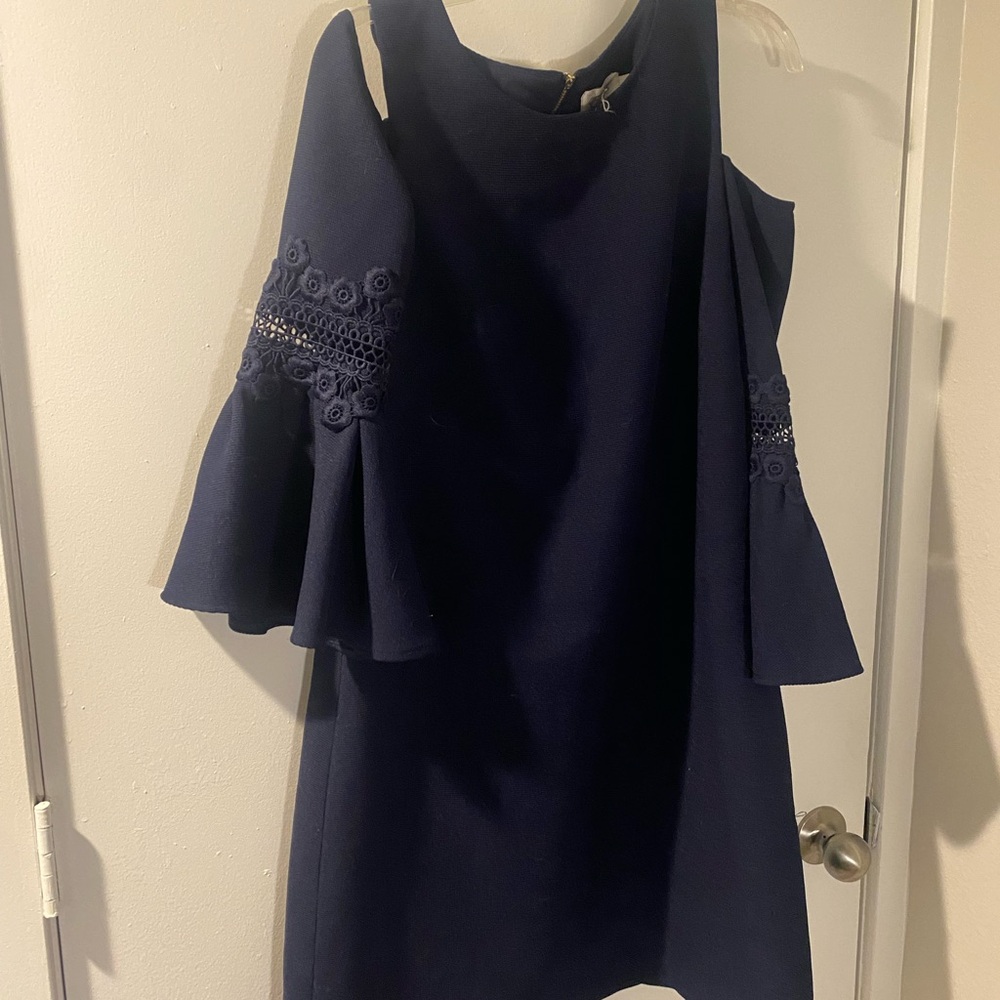Elegant Navy Cold Shoulder Dress